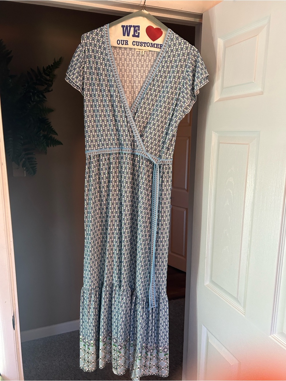 Max Studio Blue Patterned Wrap Maxi Dress